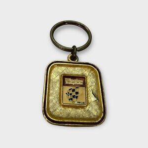 Vintage Winston Racing Series Keychain Gold Tone NASCAR Checkered Flag